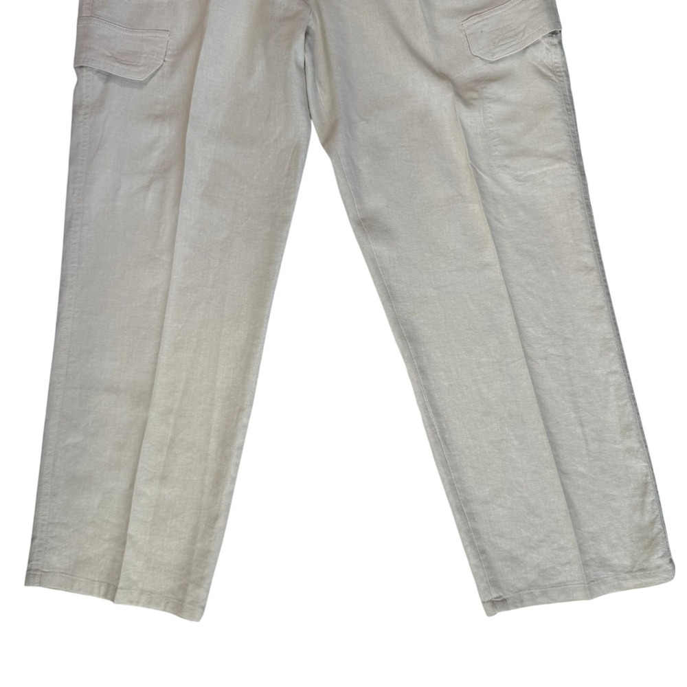 Mens Linen Cargo Slacks Pants 40x30 Cream Beach Vacation Resortwear Quiet Luxury - Picture 2 of 14